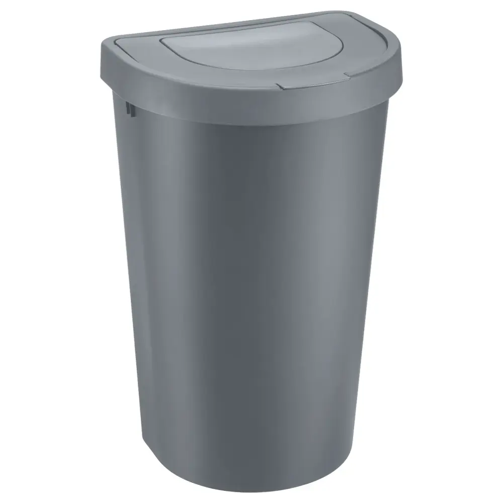Plast Team Seattle Swing rubbish bin trash can, swing lid, pewter, 45 l
