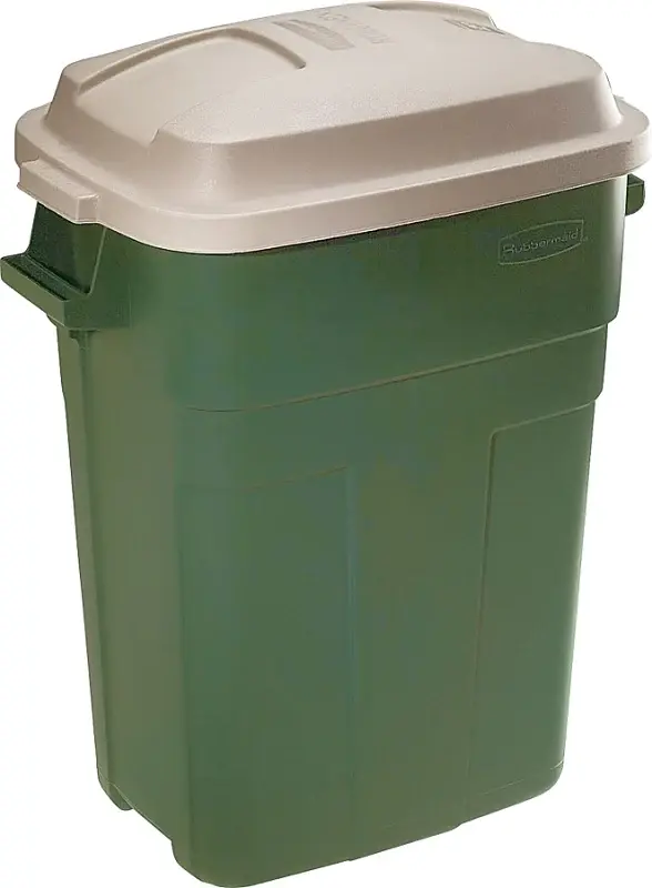 Rubbermaid 297900EGRN Trash Can, 30 gal Capacity, Polymer, Evergreen, Snap-Fit Lid Closure Carbon Filter