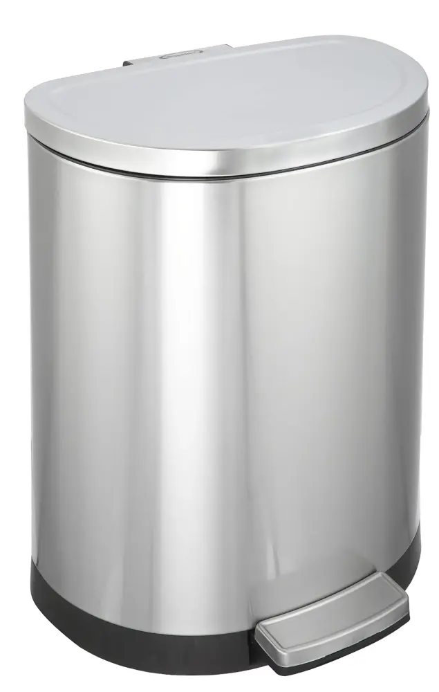 Simplykleen-Fit 11.8-Gallon 45 Liter Semi-Round Stain-free Steel Trash Can Lid, Metal Garbage Can Trash Bin Soft-Close Foo...