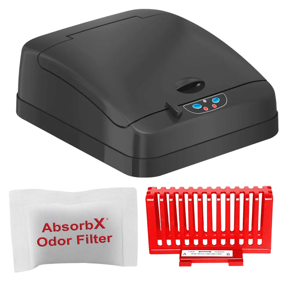 Touchless Kitchen Sensor Lid Cover and AbsorbX Odor Filter Bundle DZT Model Trash Can