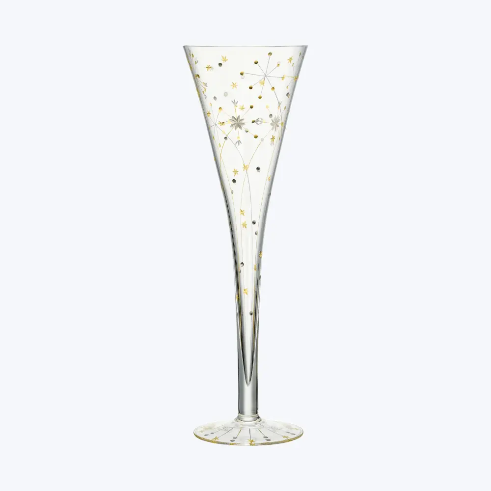 Silicone Lid Fireworks Gilded Champagne Flute