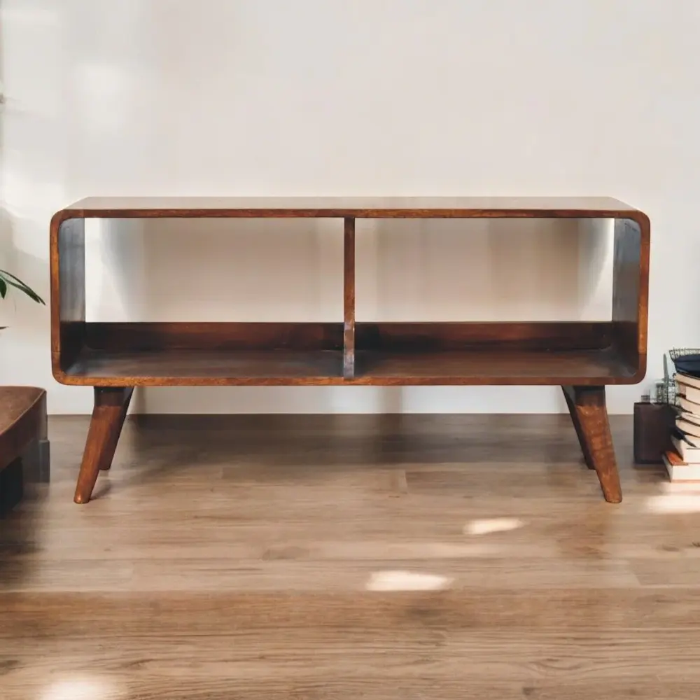 Curved Double Slot Media Unit - Dark Chocolate