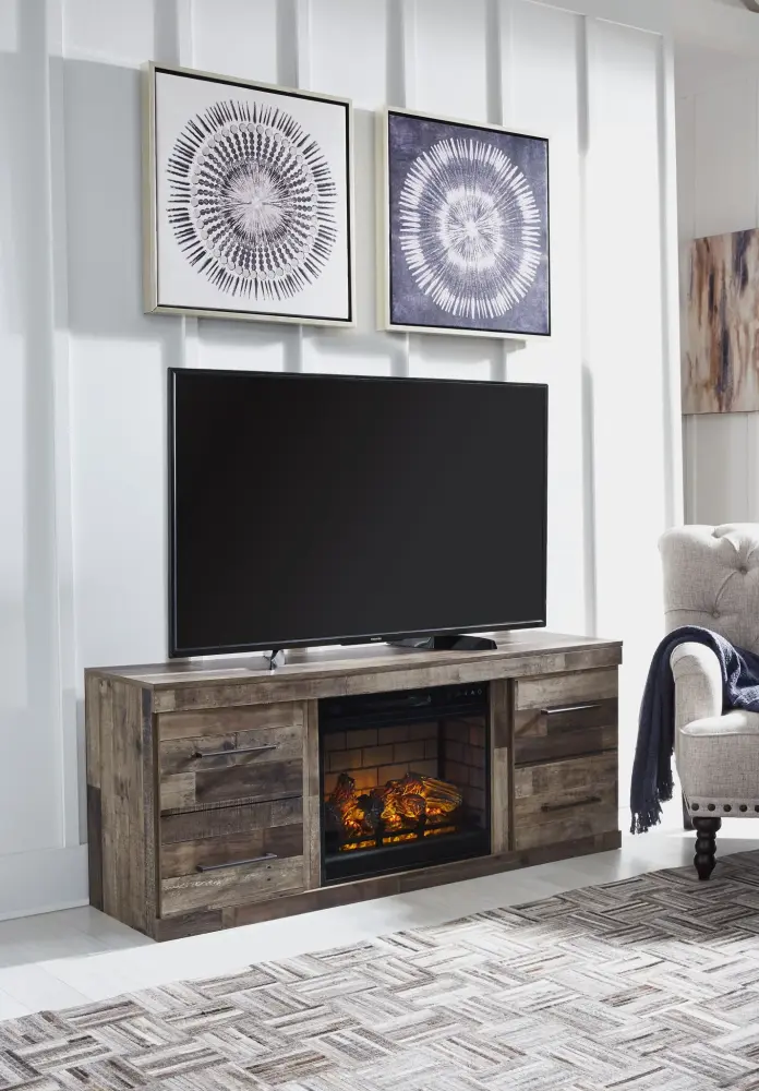 Derekson - TV Stand Electric Fireplace - Numerous Gray