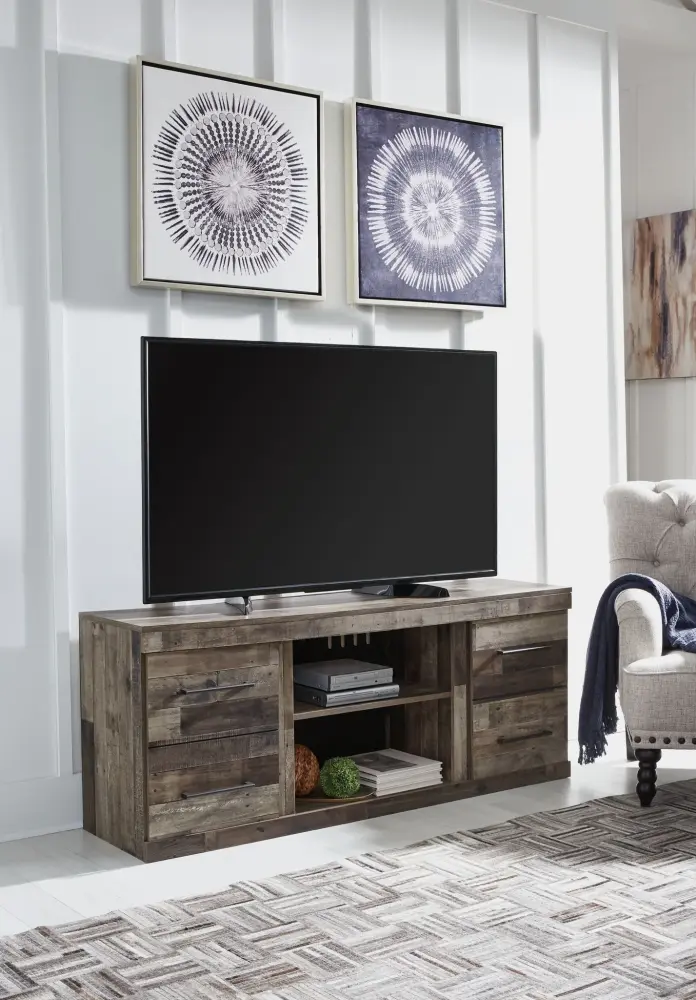 Derekson - LG TV Stand w/Fireplace Option - Multi Graphite