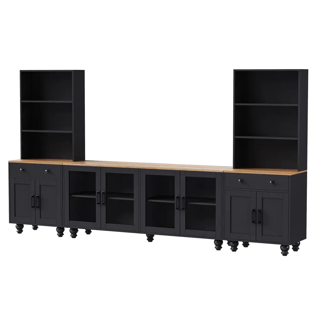 Farmhouse TV Stand Well-built Wood Gourd Shaped Legs TVs Up To 70"