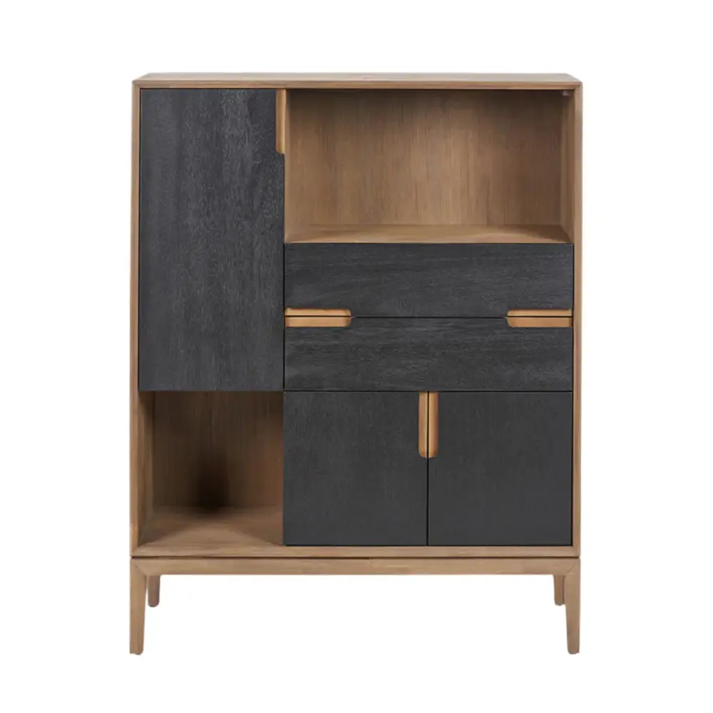 Goa Shelving Unit - Charcoal & Natural Acacia Wood
