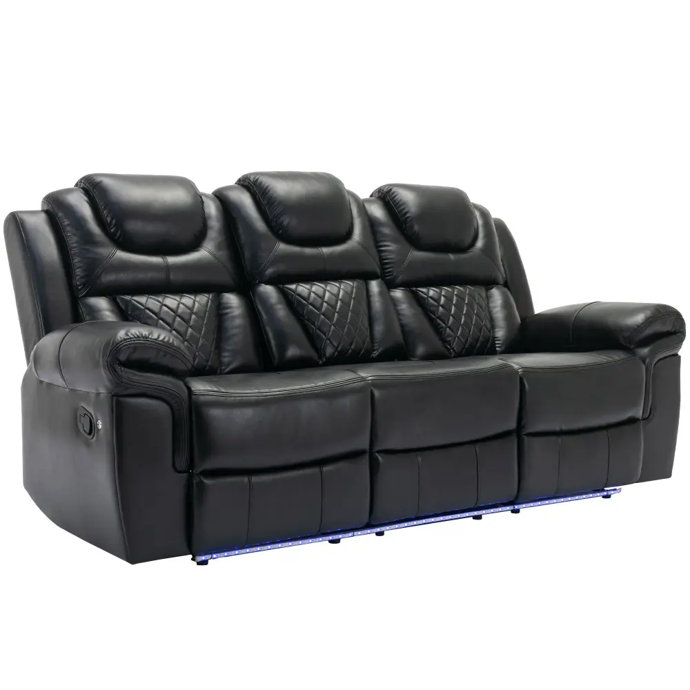 Home Theater Seating Manual Recliner Chair Center Console And Led Buoyant Strip Living Room