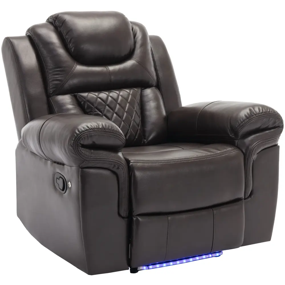 Home Theater Seating Traditional Recliner Chair Led Light Strip Living Room