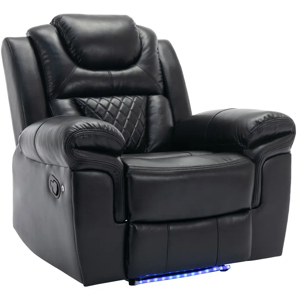 Home Theater Seating Traditional Recliner Chair, Led Light Strip Living Room - Black
