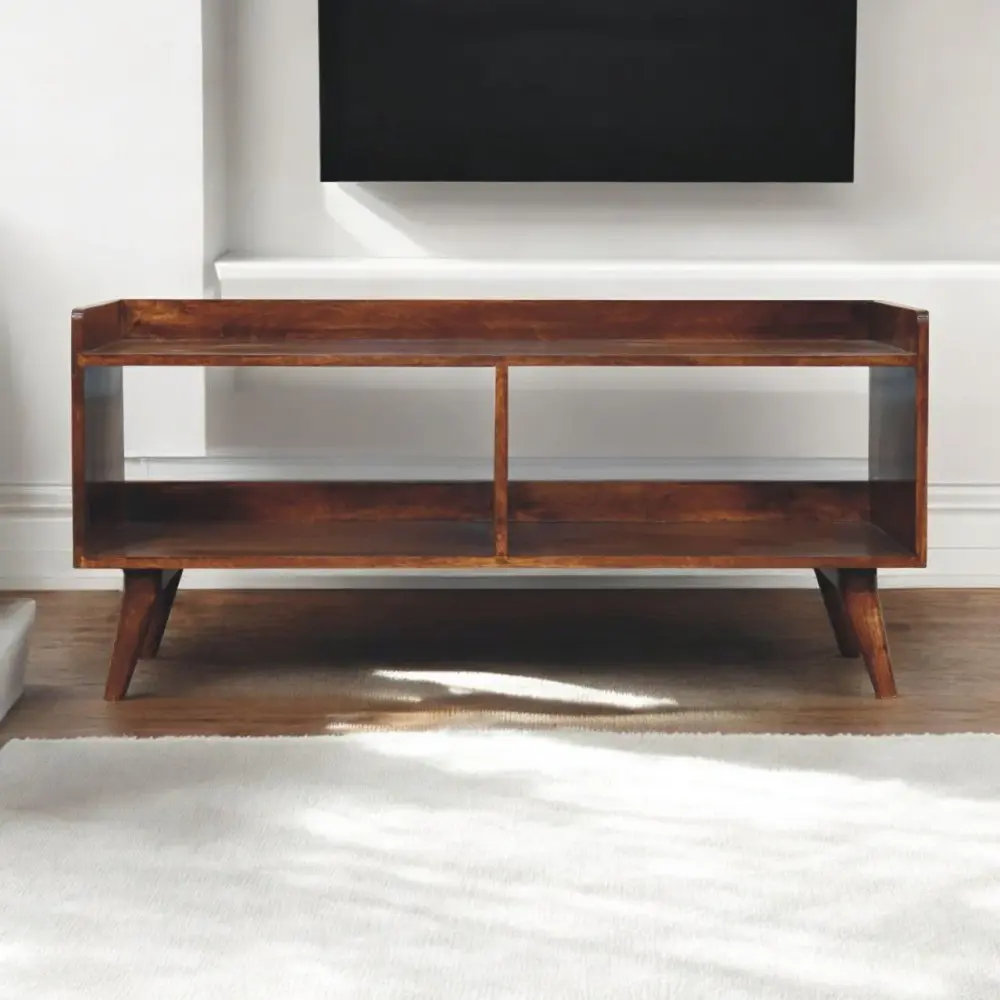 Open Top Media Unit - Chestnut