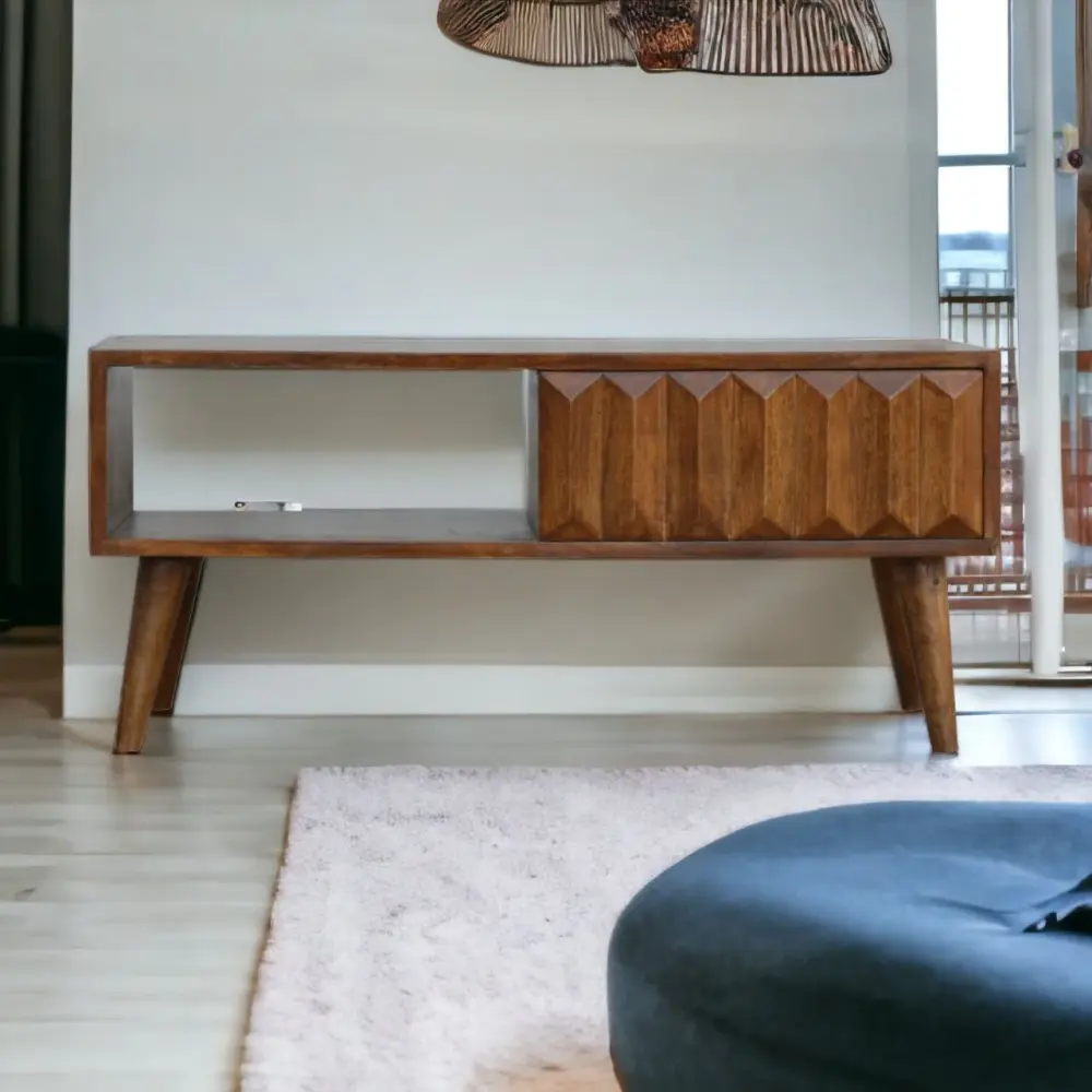 Prism Sliding Media Unit - Chestnut