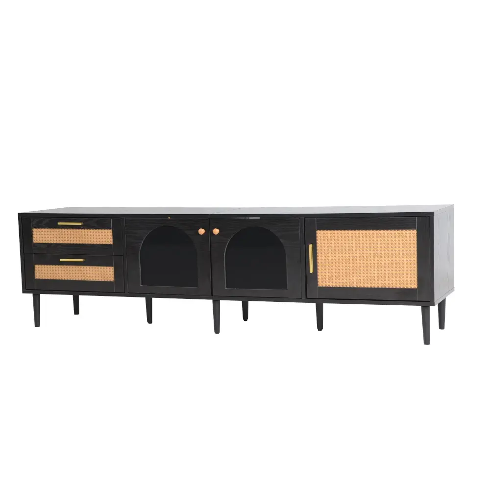 TV Stand Application-managed LED Lights, 2 Drawers & Door Storage