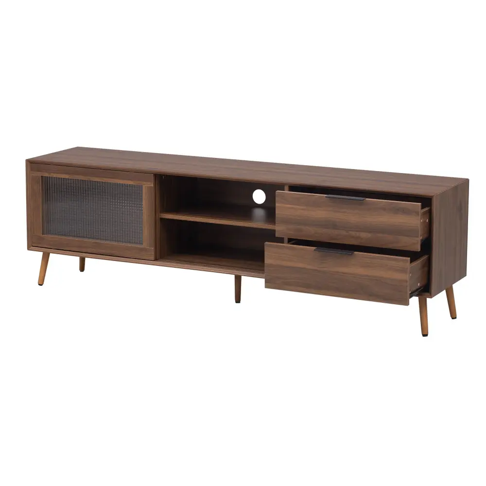 TV Stand, Media Console 2 Doors, 2 Drawers & Storage Cabinet - Walnut