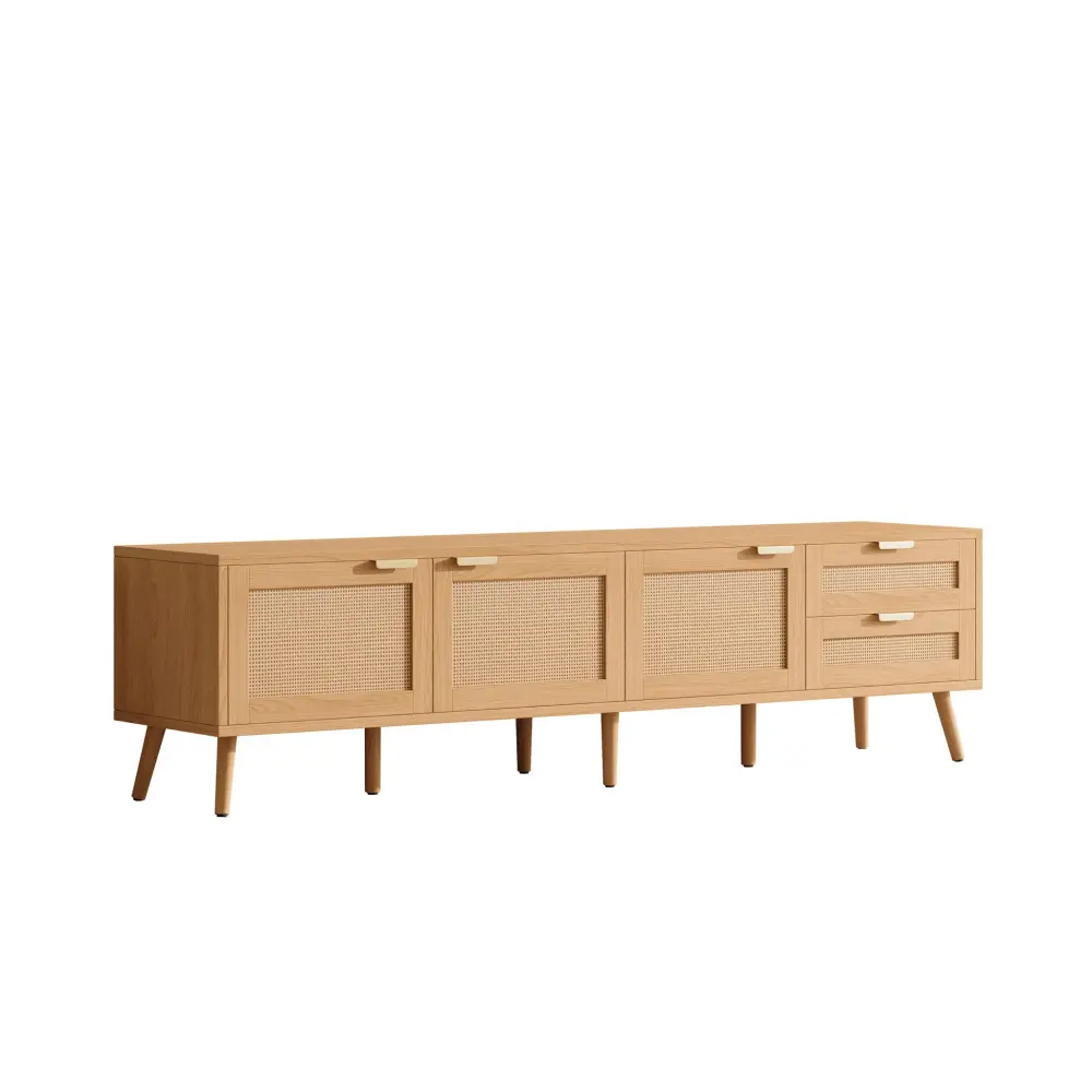 TV Stand, Media Console, 2 Drawers & Cable Management - Real Wood