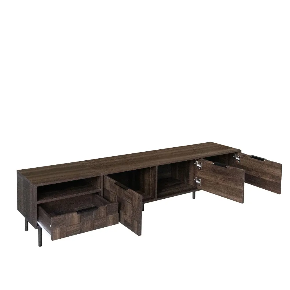78" TV Stand Storage Cabinets Living Room - Walnut