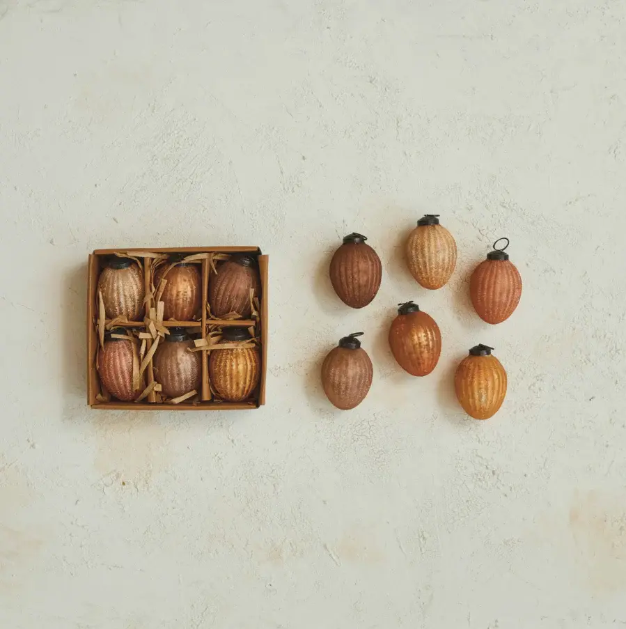 Embossed Frosted Recycled Mercury Glass Ornaments