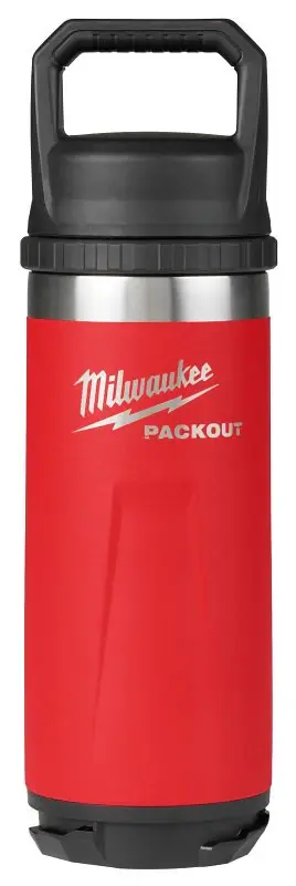 Milwaukee PACKOUT Series 48-22-8382R Insulated Bottle, 18 oz, Rust-proof Steel, Red