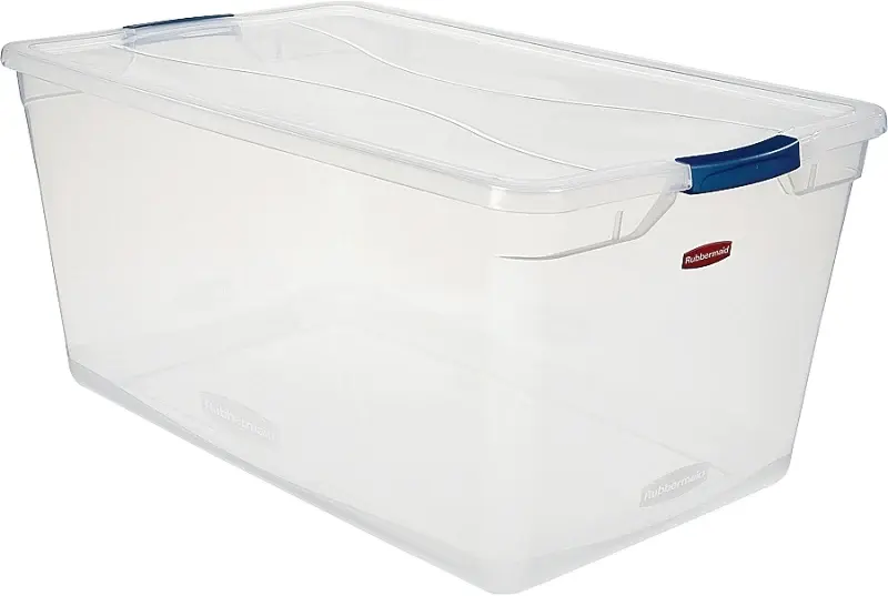 Rubbermaid Clever Hold RMCC950001 Storage Container, Plastic, Clear Blue, 29 L, 18 W, 13.3 H