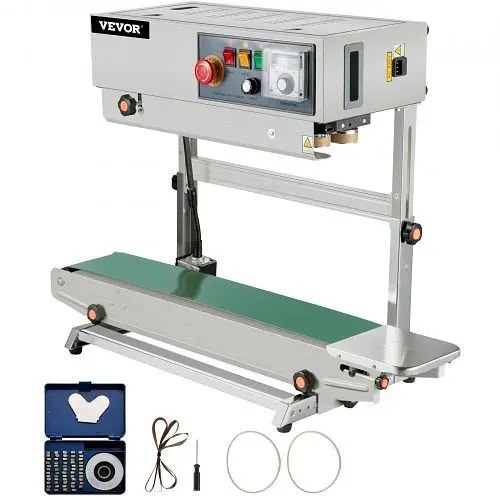 VEVOR Automatic Continuous Band Sealer Vertical Bag Sealing Machine Stainless Steel, FRB-770LSBMLXFKJ1V1