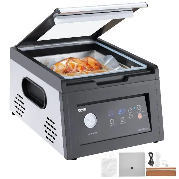 VEVOR Certified-Safe Chamber Vacuum Sealer Commercial Vacuum Sealing Bag Seting Machine 380W, TSQSZKFKJTSG29UI8V1