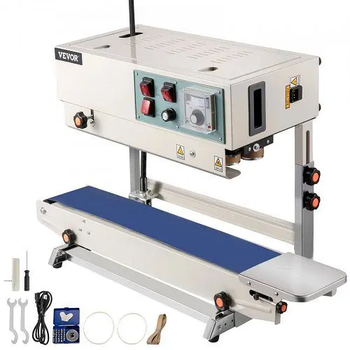 VEVOR Continuous Band Sealer FR900 Auto Vertical Sealing Machine 110V Pouch, JTFKJMC53110VNDX1V1