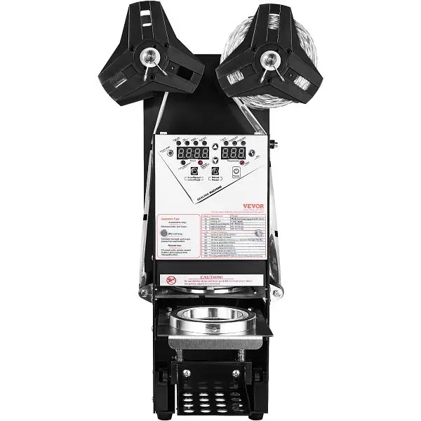 VEVOR Fully Automatic Cup Sealing Machine, 500-650 Cups/H, 180 mm Tall & 90/95 mm Cup, Electric Boba Tea Sealer LCD, b...