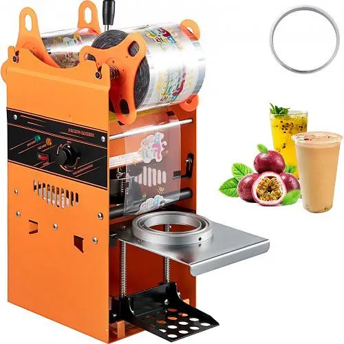 VEVOR Manual Tea Cup Sealer Machine, 300-500 Cup/h Manual Boba Tea Sealer Machine, Orange, NFWY-802K110V2HKMV1