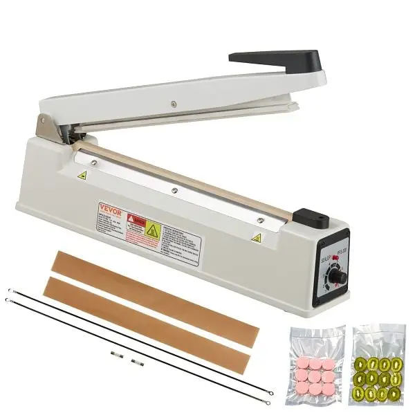 VEVOR Neon Impulse Sealer 12 inch, Manual Heat Sealing Machine Adjustable Heating Mode, ZDSFKJLQ12IN1VOUIV5
