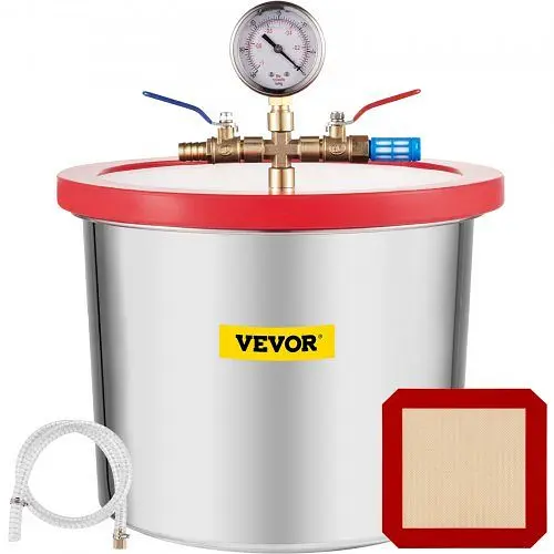 VEVOR Precision-Engineered 2 Gal Vacuum Chamber Stainless Steel Kit Silicone Ginquireet Balance Wood Wide, QCKTZKB2JLZKT00...