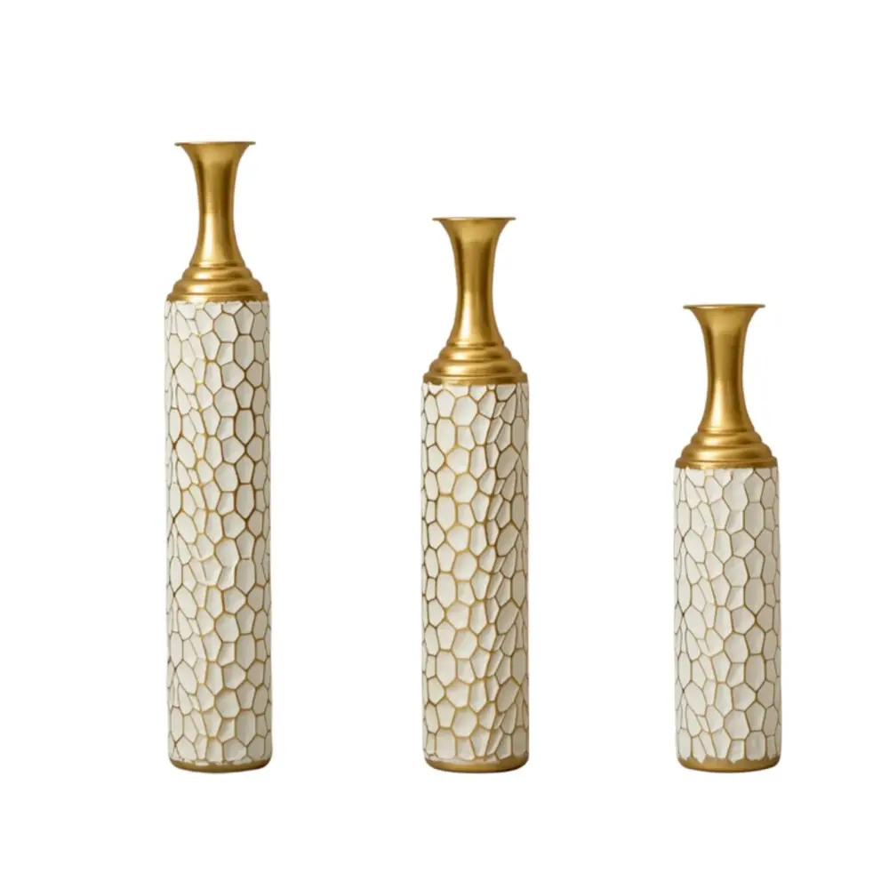 Floor Metal Vase Modern Style Decoration Home Metal Vase (Set 3) Gorgeous Home Decoration Large Glazed Metal Vases - Gold ...