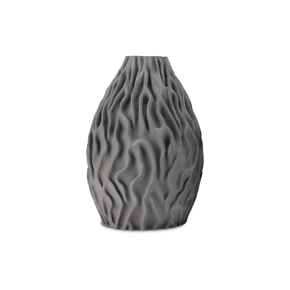 Nara Earthenware Vase - Dark Grey Wooden Bead Accent