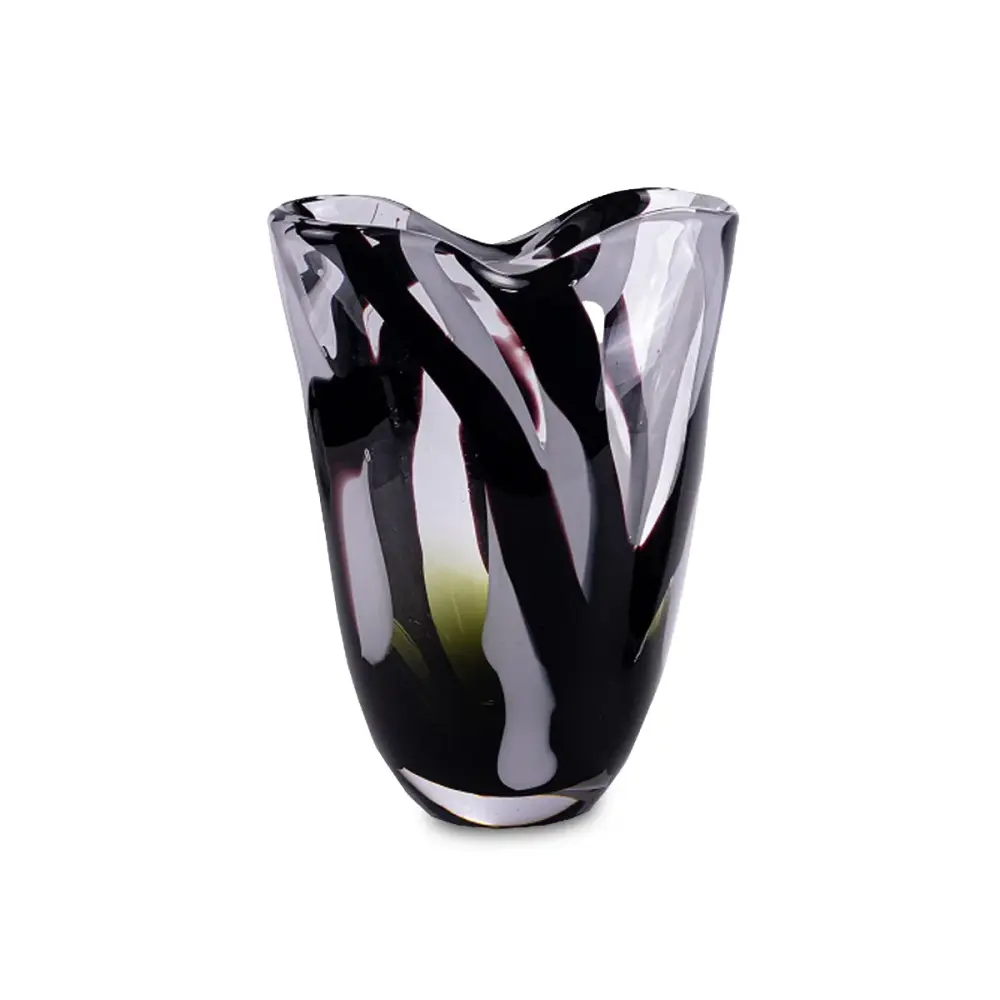 Natasha Glass Vase - Ebony & Grey