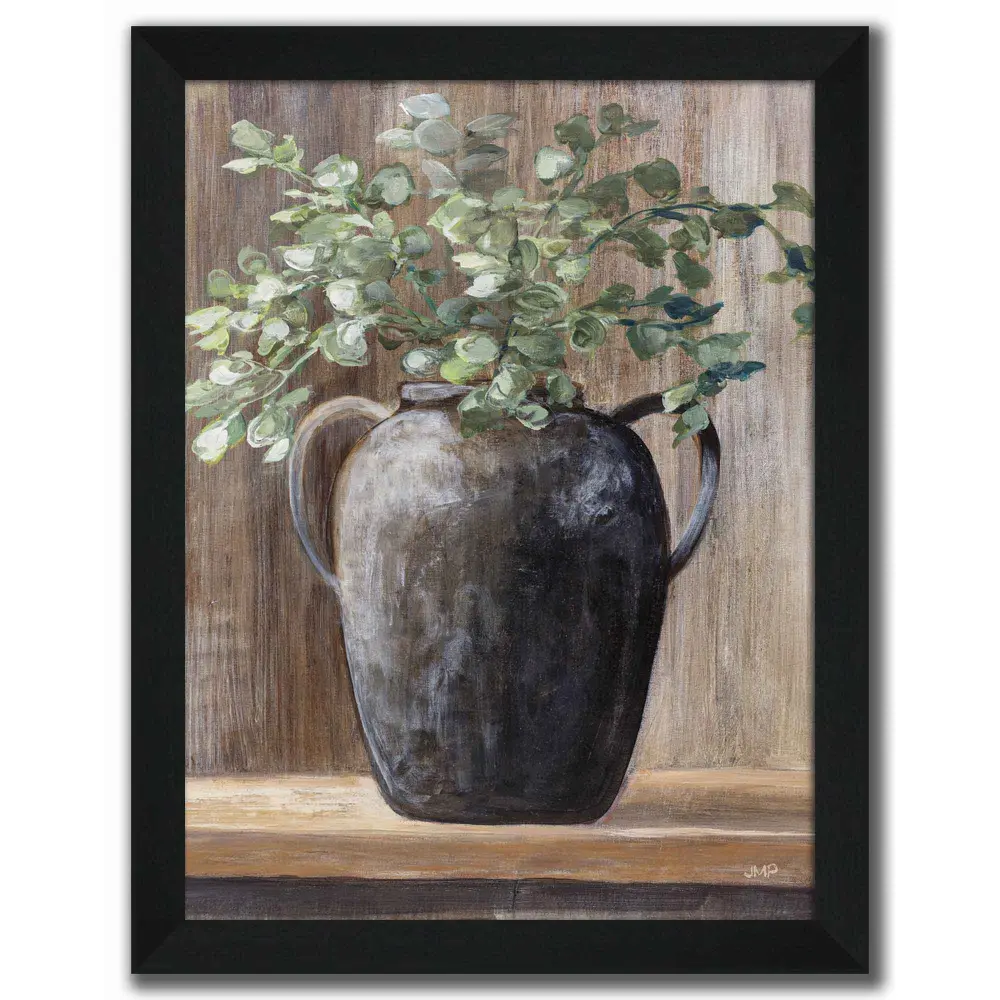 Vase Herbs Sailcloth Glass and Frame, 12'' x 16''