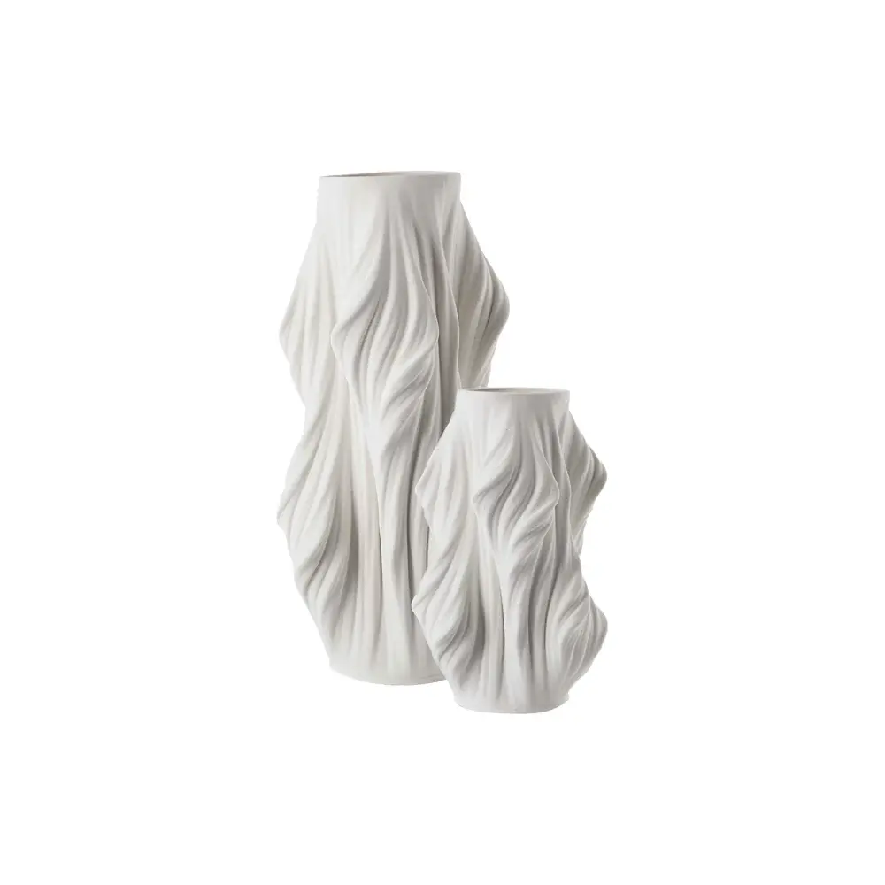 Waven Small 3D Imprinted Ceramic Vase - White