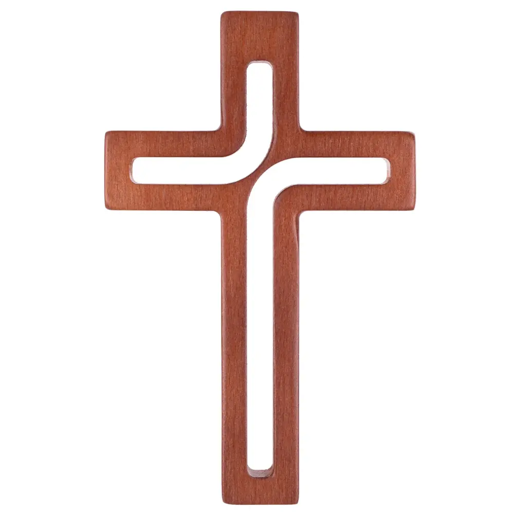 LUDA STUDIO Modern Timber Hanging Wall Cross Brown 30 x 18 x 1.8 cm Natural Beech Wood