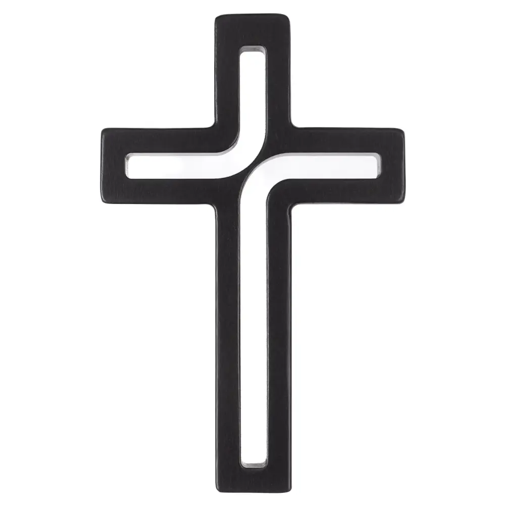 LUDA STUDIO Modern Wooden Hanging Wall Cross JET-BLACK 30 x 18 x 1.8 cm Beech Wood