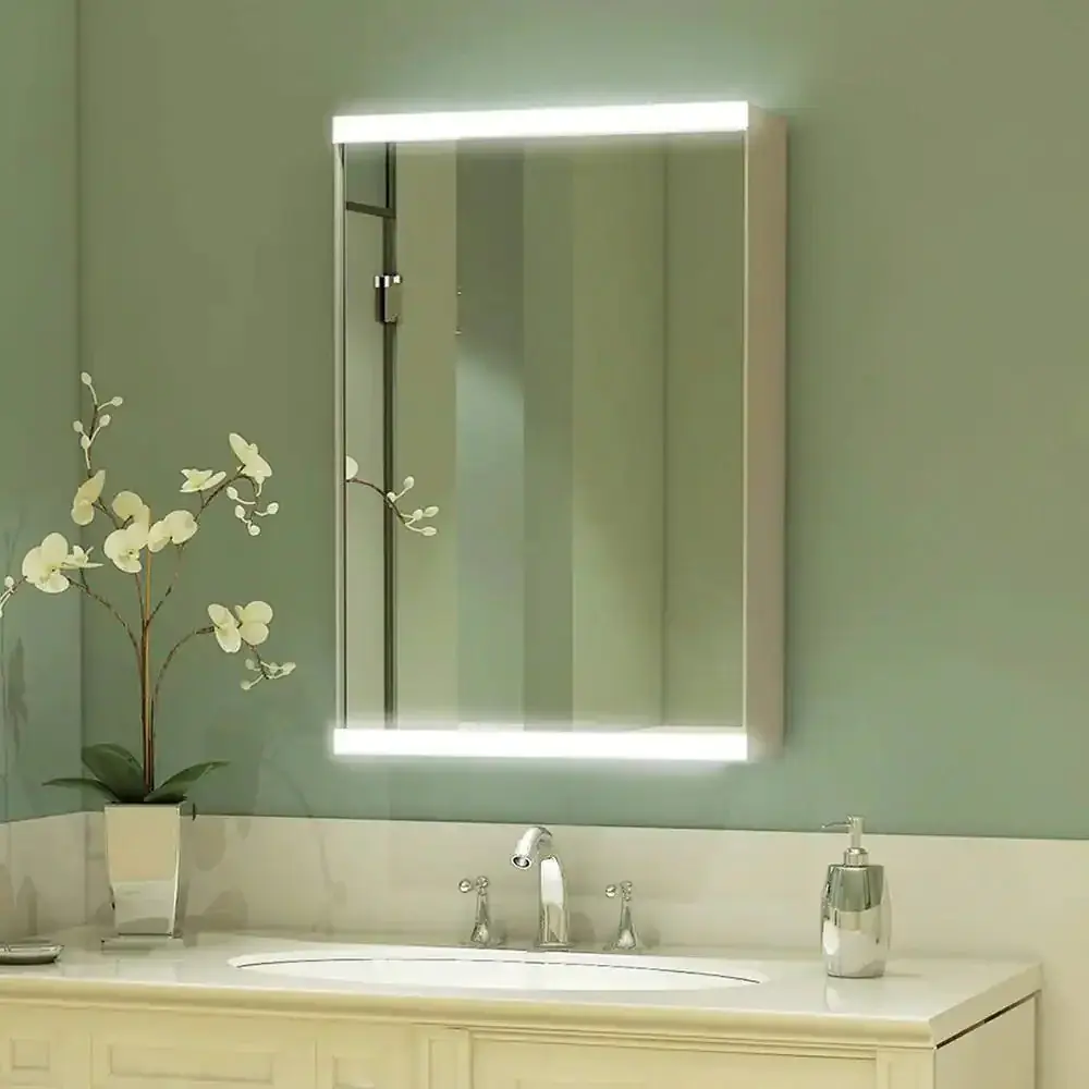 CAD 15 . W x 26 . H Left Open Silver Surface Position Medicine Cabinet Mirror and Lighted Motion Sensor