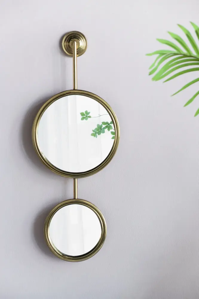 2 Circle Mirrors Wall Decor, Unparalleled Contemporary Wall Mirror Living Room Bedroom Entryway - Gold Entryway