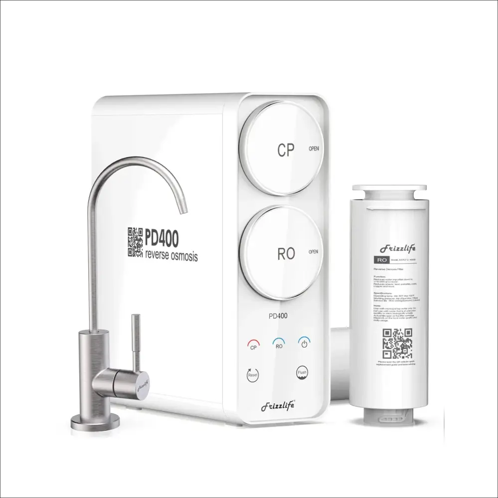 Certified NSF/ANSI Frizzlife 400 GPD Tankless Reverse Osmosis Water System, PD400