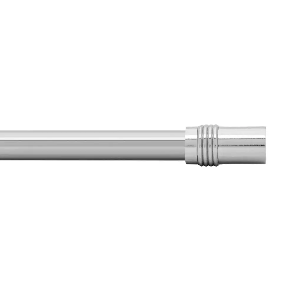 Stretchable Curtain Rod Cylindic Shaped Fanials, Nickel (28" to 48")