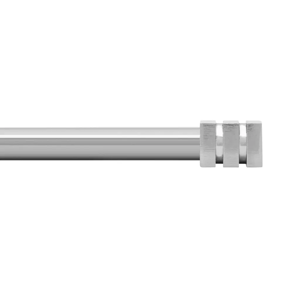 Stretchable Curtain Rod Square Shaped Fanials, Nickel (48" to 86")