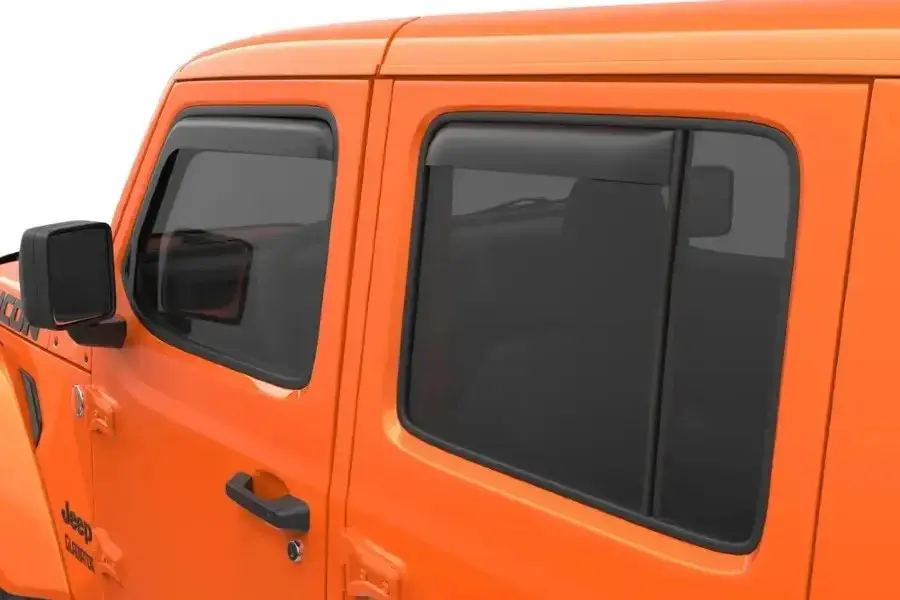 Custom-Made Designer Jeep Wrangler JL & Gladiator JT EGR USA -Channel Window Visors, Front & Rear Adjust, Dark Smoke