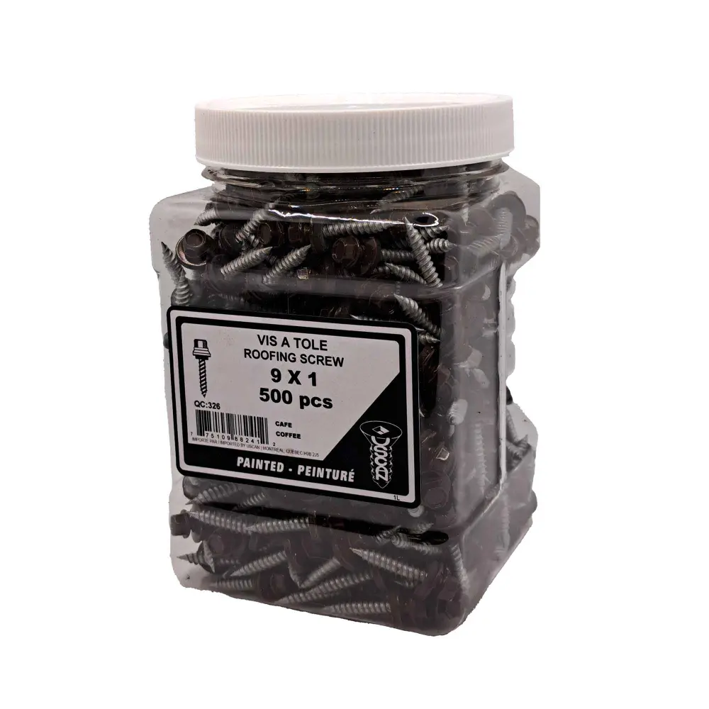 Coffee Painted Roofing Screw, #9 x 1" (500 Units)
