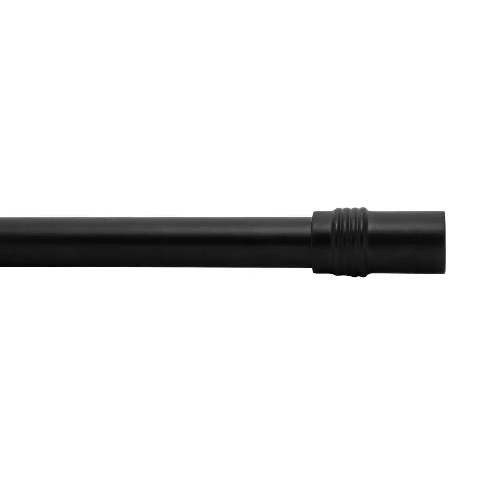 Extendable Curtain Rod Cylindic Shaped Fanials, Jet-black (66" to 120")