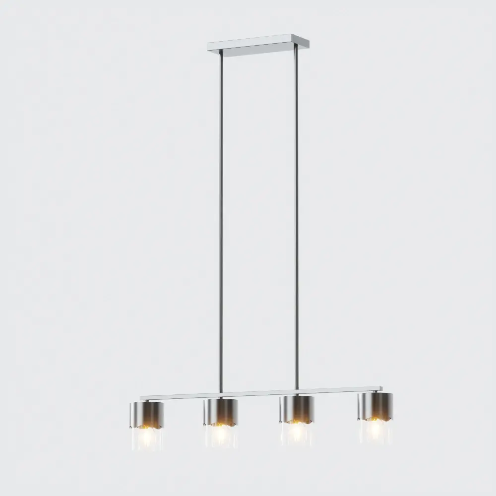 Glimmer 4-Light Metal And Glass Modern Linear Pendant Airy Adjustable Rod Kitchen Island #29032