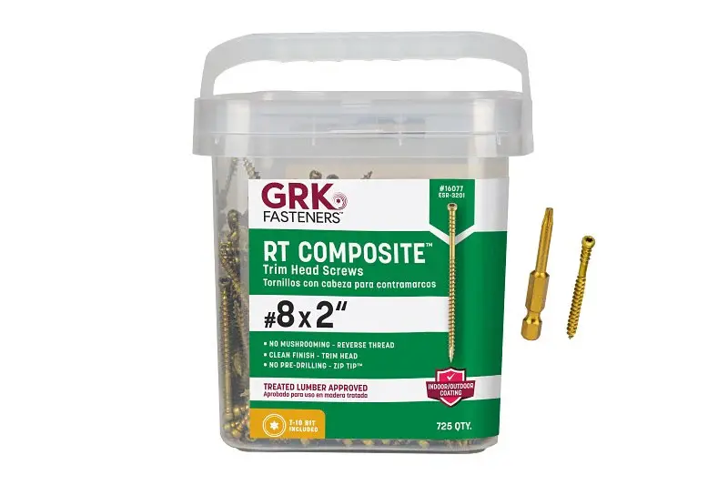 GRK Fasteners RT Series 16077 Screw, #8 Thread, 2 L, Reverse Thread, Trim Head, Star Drive, Alloy, 725 PAIL