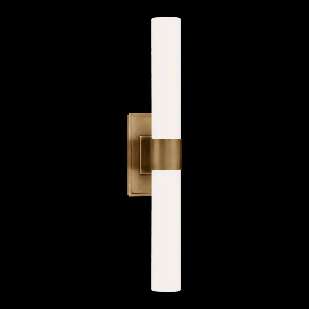 Presidio Petite Double Sconce - Antique Warm alloy White Glass