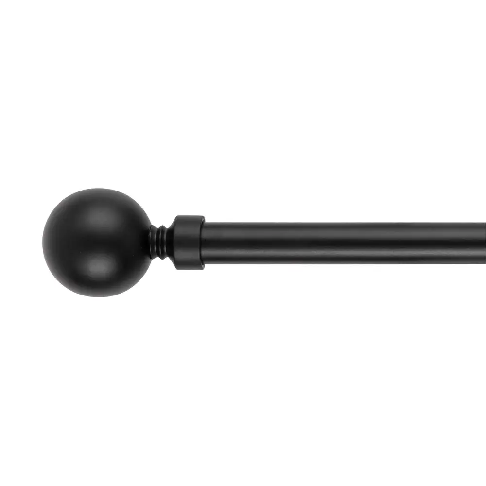 Prolongable Black Curtain Rod Round Shaped Finials, 66" to 120"