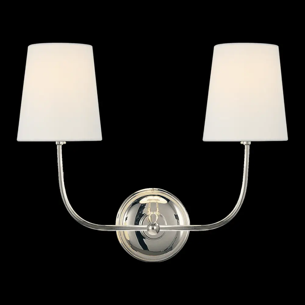Vendome Double Sconce - Polished Nickel Flax Shades