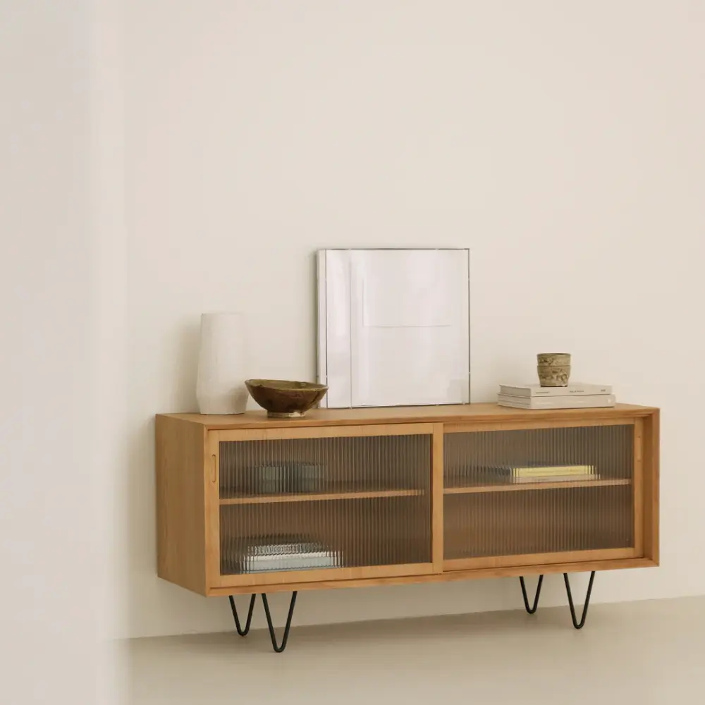 Sanchez sideboard - Pure Oak - 150 cm - Glass doors